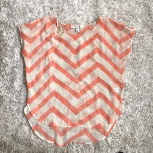 Forever 21 Chevron Sheer Rounded Hem Top Blouse